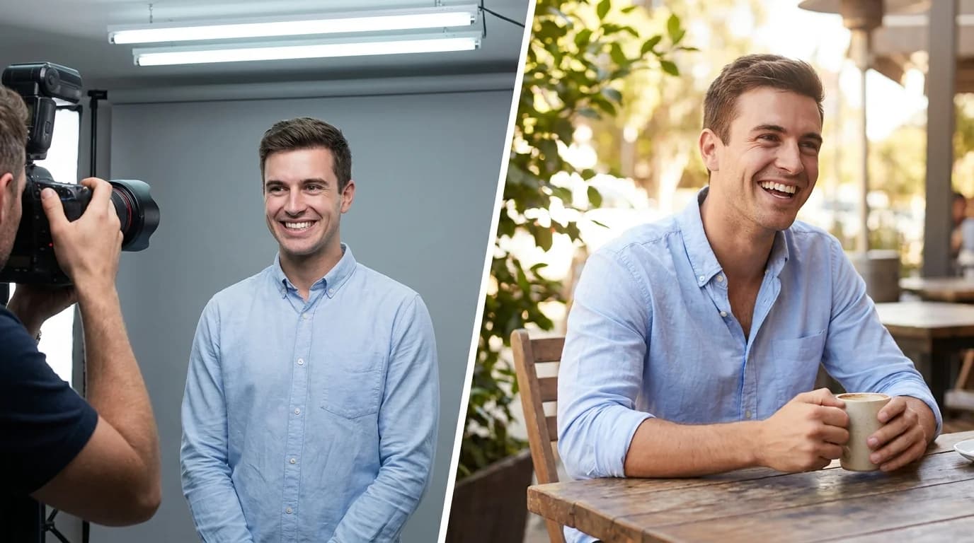 AI dating photos vs professional photographer comparison 2026