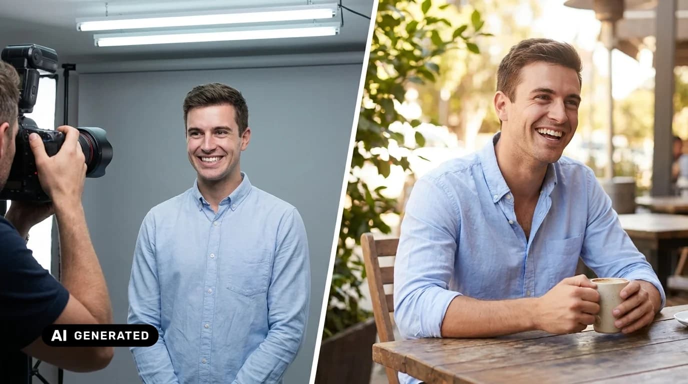 AI dating photos vs professional photographer comparison 2026 — AI-generated