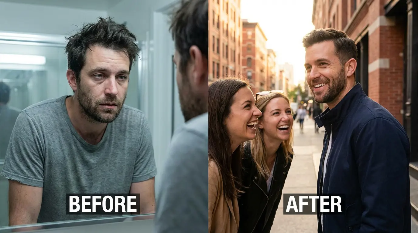 Man grooming before a dating profile photoshoot