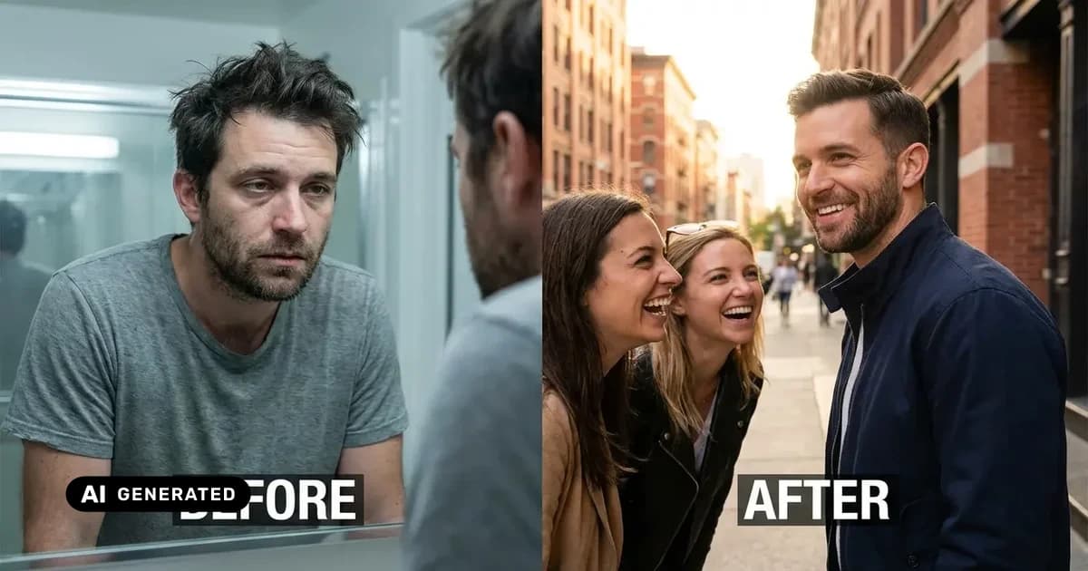 Man grooming before a dating profile photoshoot — AI-generated
