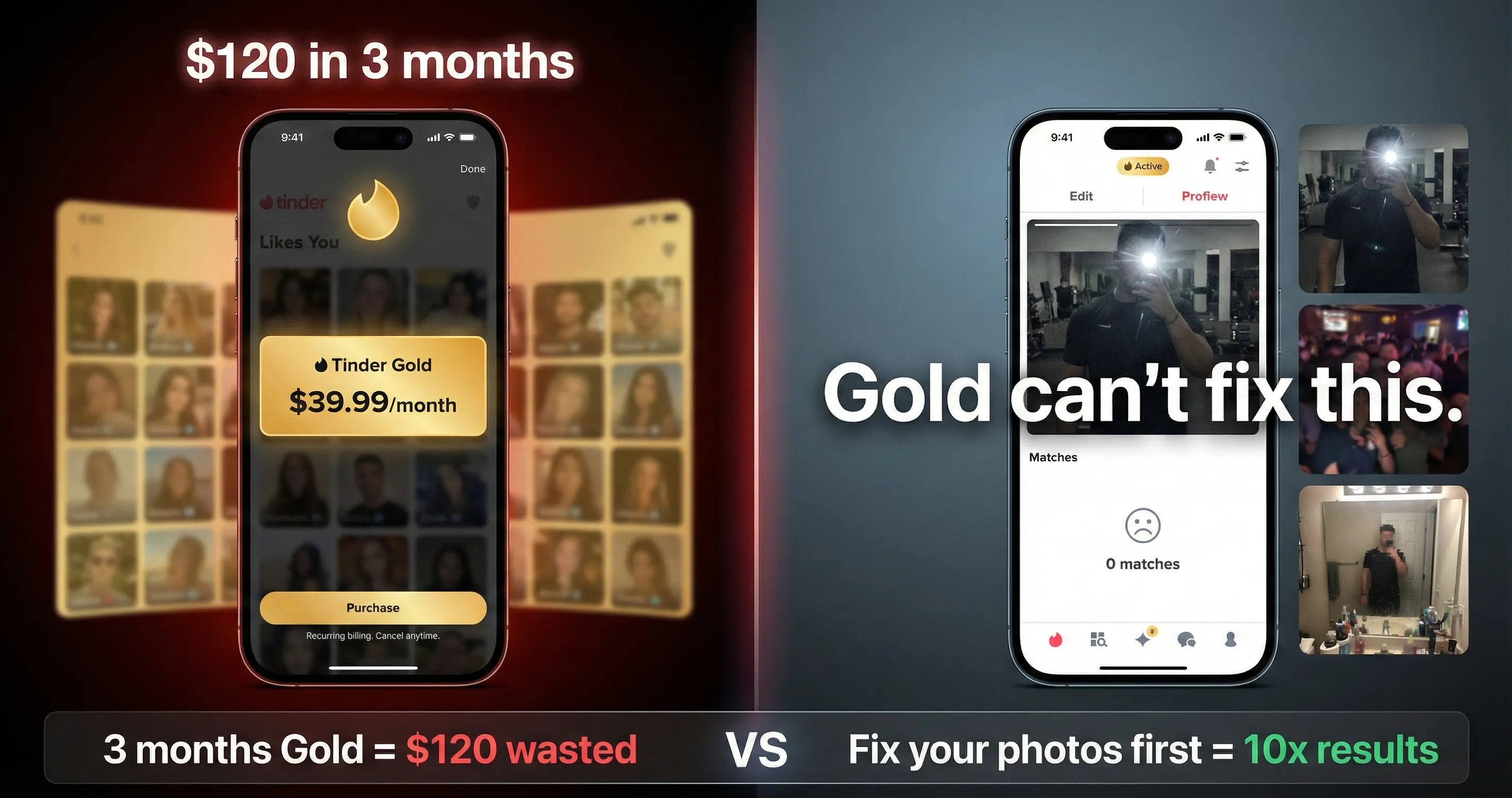 Tinder Gold subscription features and pricing comparison