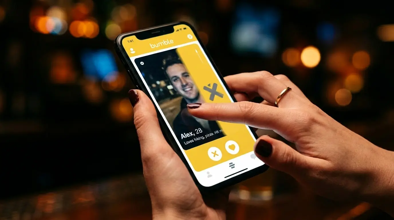 Man improving his Bumble profile photos to get more matches