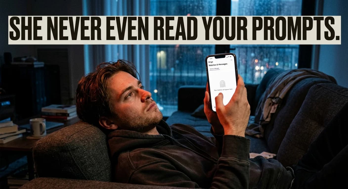 Man updating his Hinge profile photos to get more matches