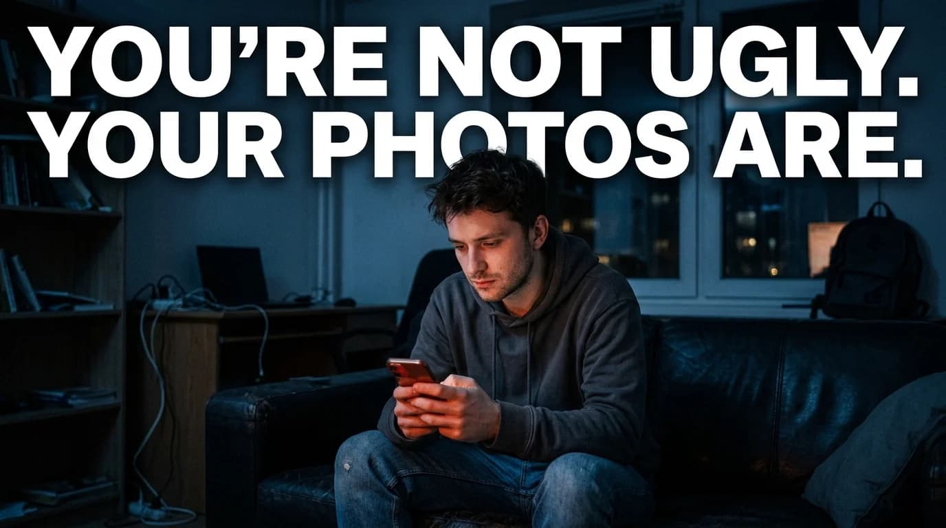 Man improving his Tinder photos to get more matches