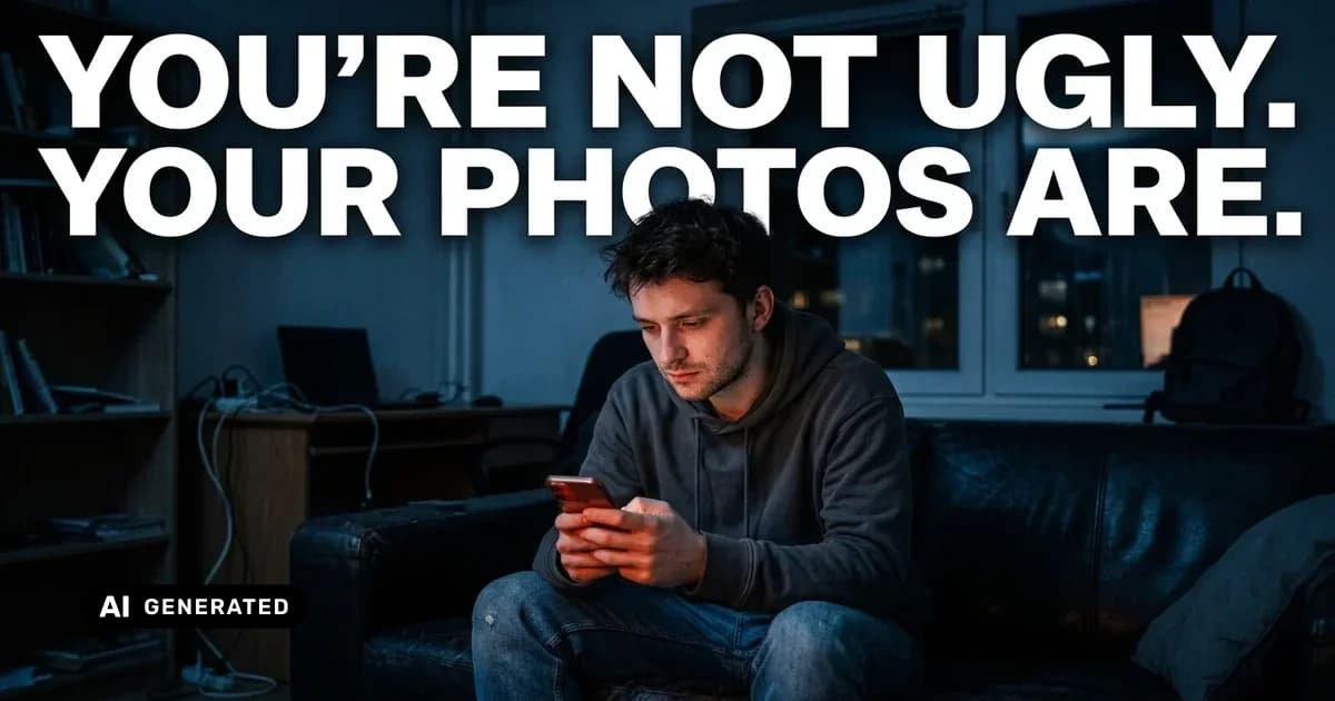 Man improving his Tinder photos to get more matches — AI-generated