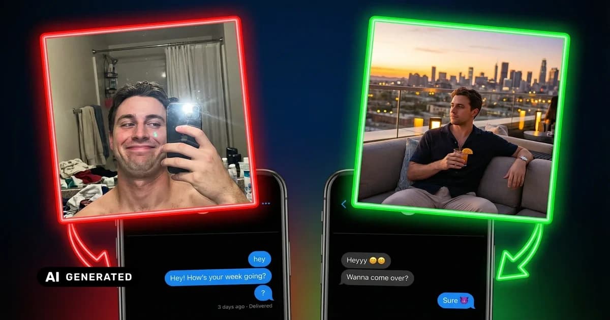 Phone showing dating app conversation with no reply — AI-generated