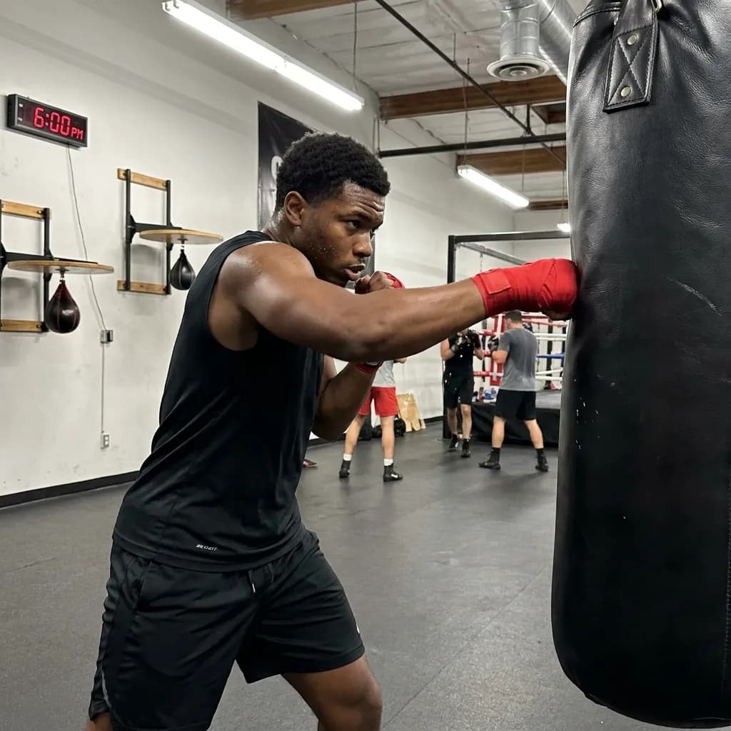 Sample AI dating photo — boxing heavy bag