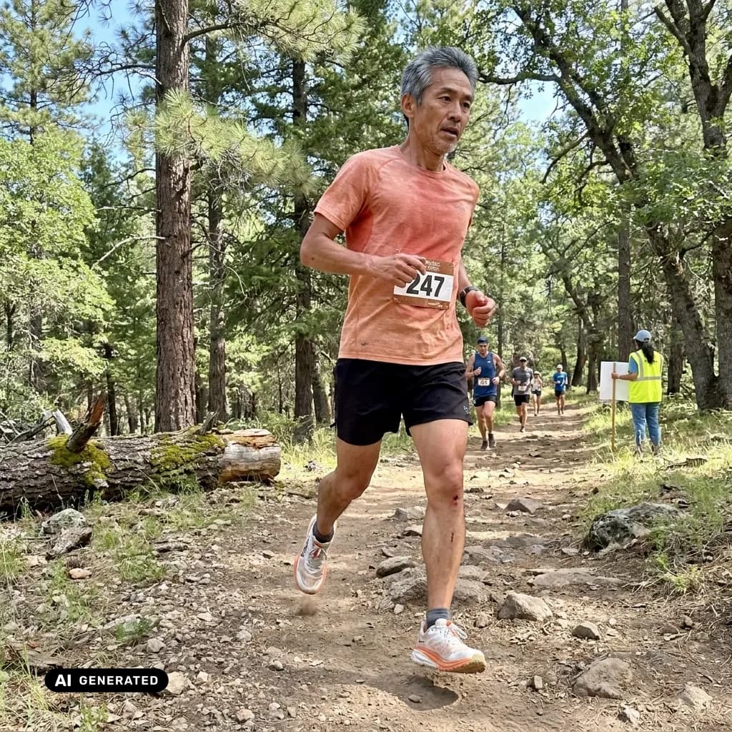 Sample AI dating photo — trail marathon — AI-generated