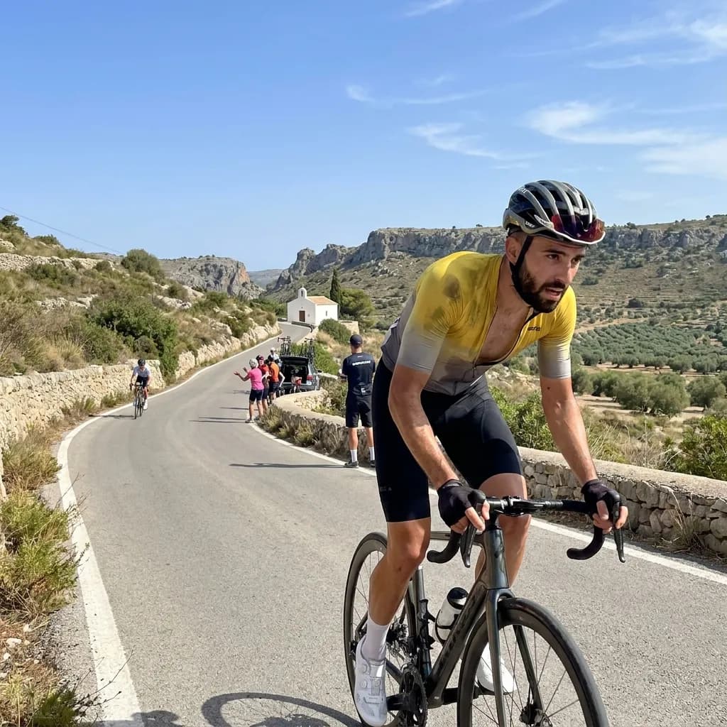 Sample AI dating photo — mountain road cycling