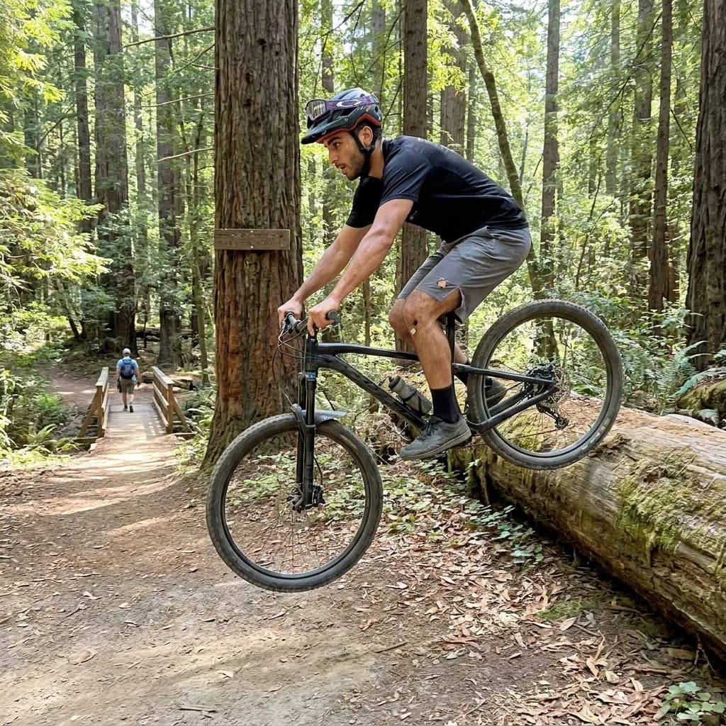 Sample AI dating photo — mountain biking