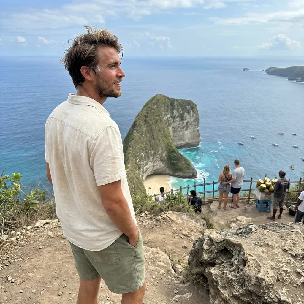 Sample AI dating photo — Nusa Penida cliffs