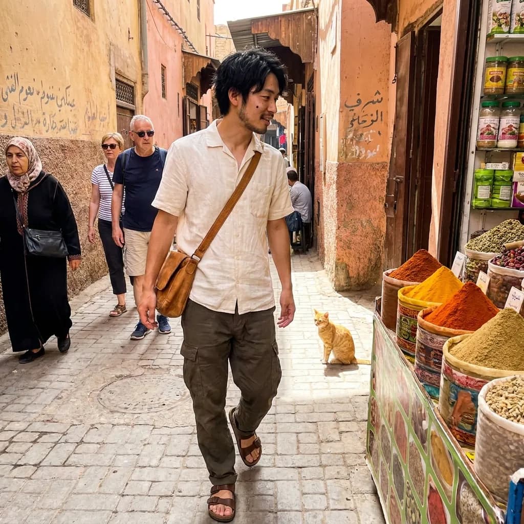 Sample AI dating photo — Marrakech medina