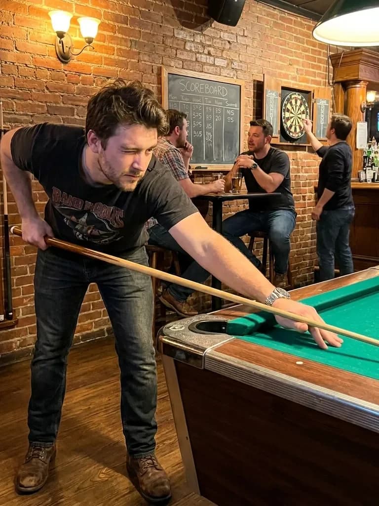 Ejemplo de foto de citas IA — mesa de billar en el pub