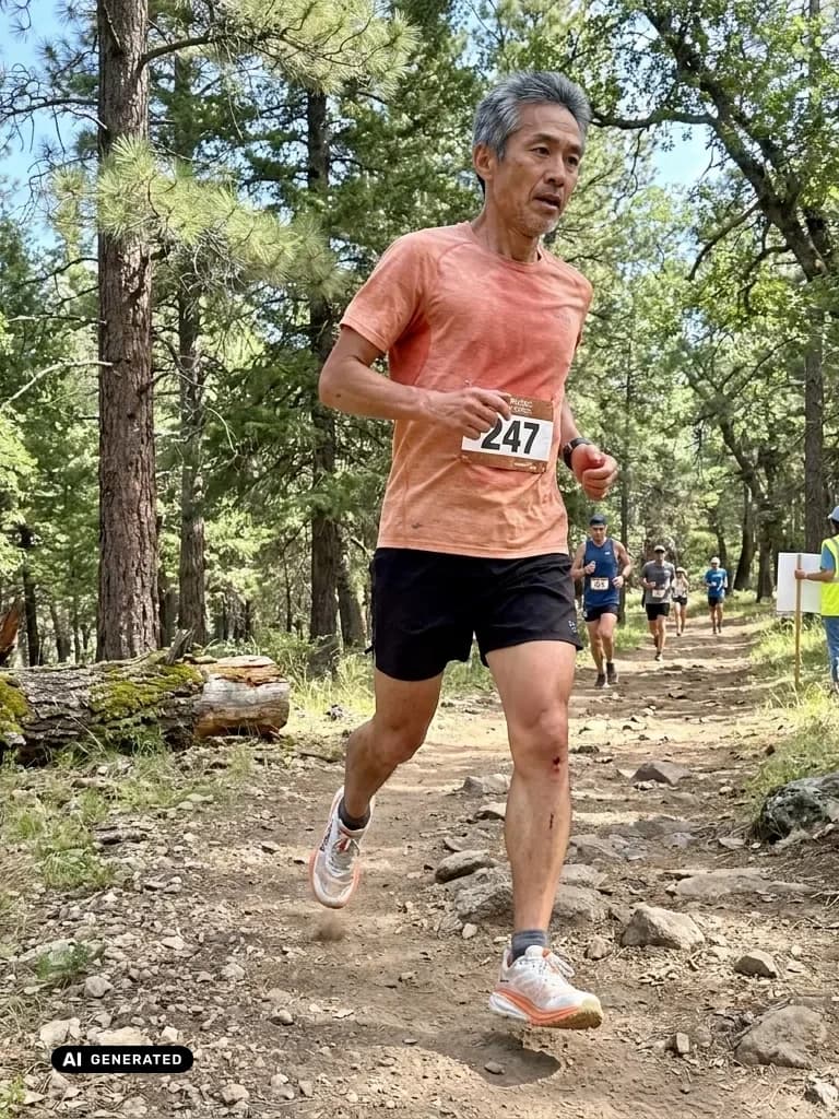 Sample AI dating photo — trail marathon — AI-generated