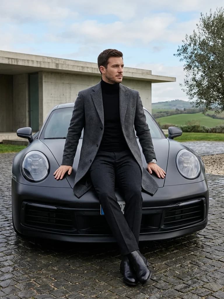 Ejemplo de foto de citas IA — Porsche at the villa