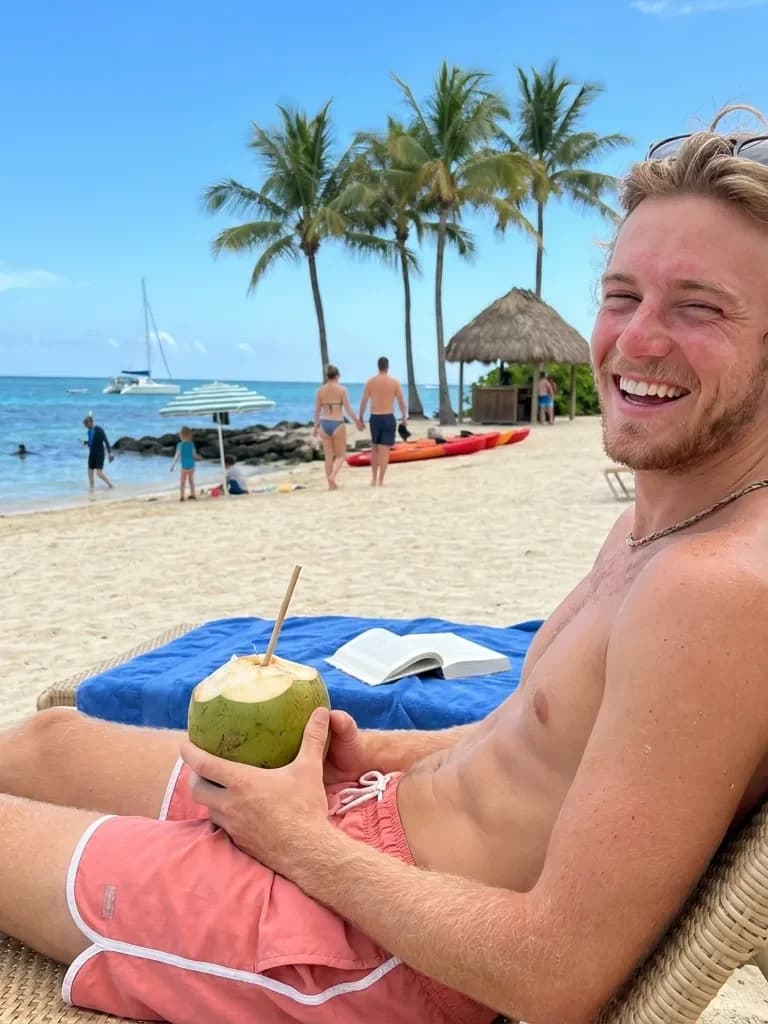 Ejemplo de foto de citas IA — playa tropical