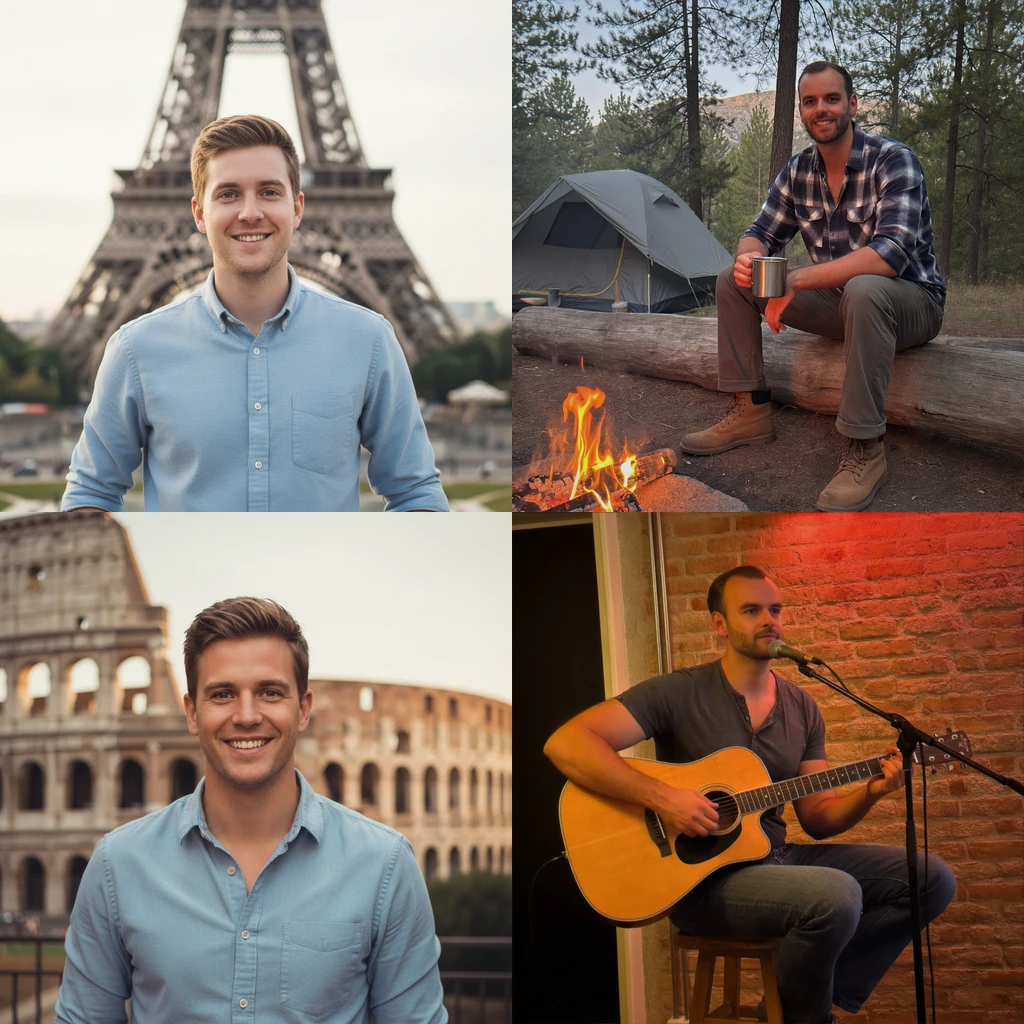 Generic AI photos showing identical poses versus lifestyle shots with personality